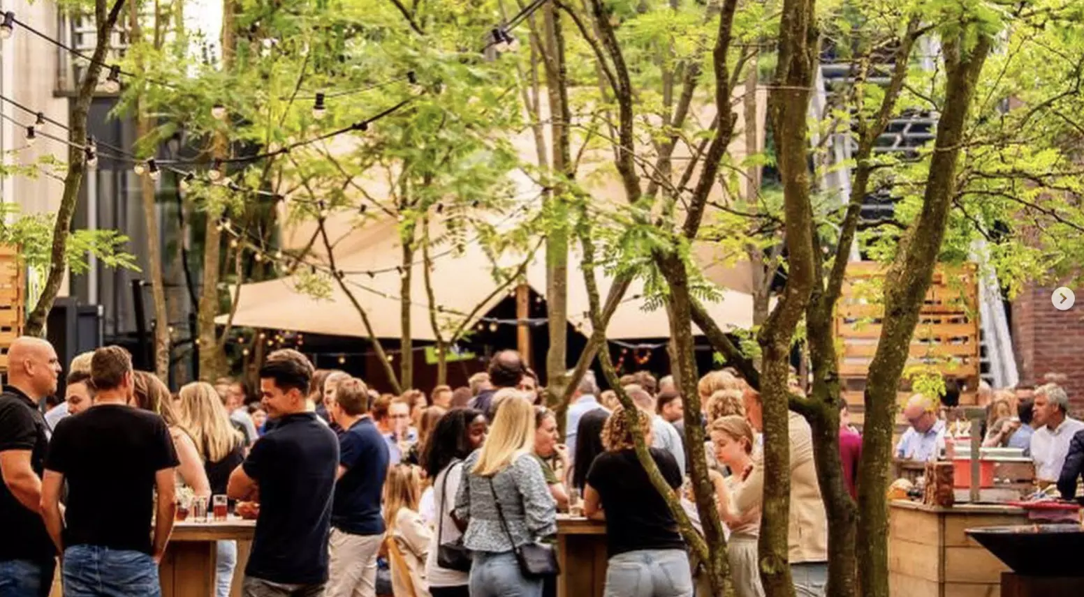 People standing around with drinks